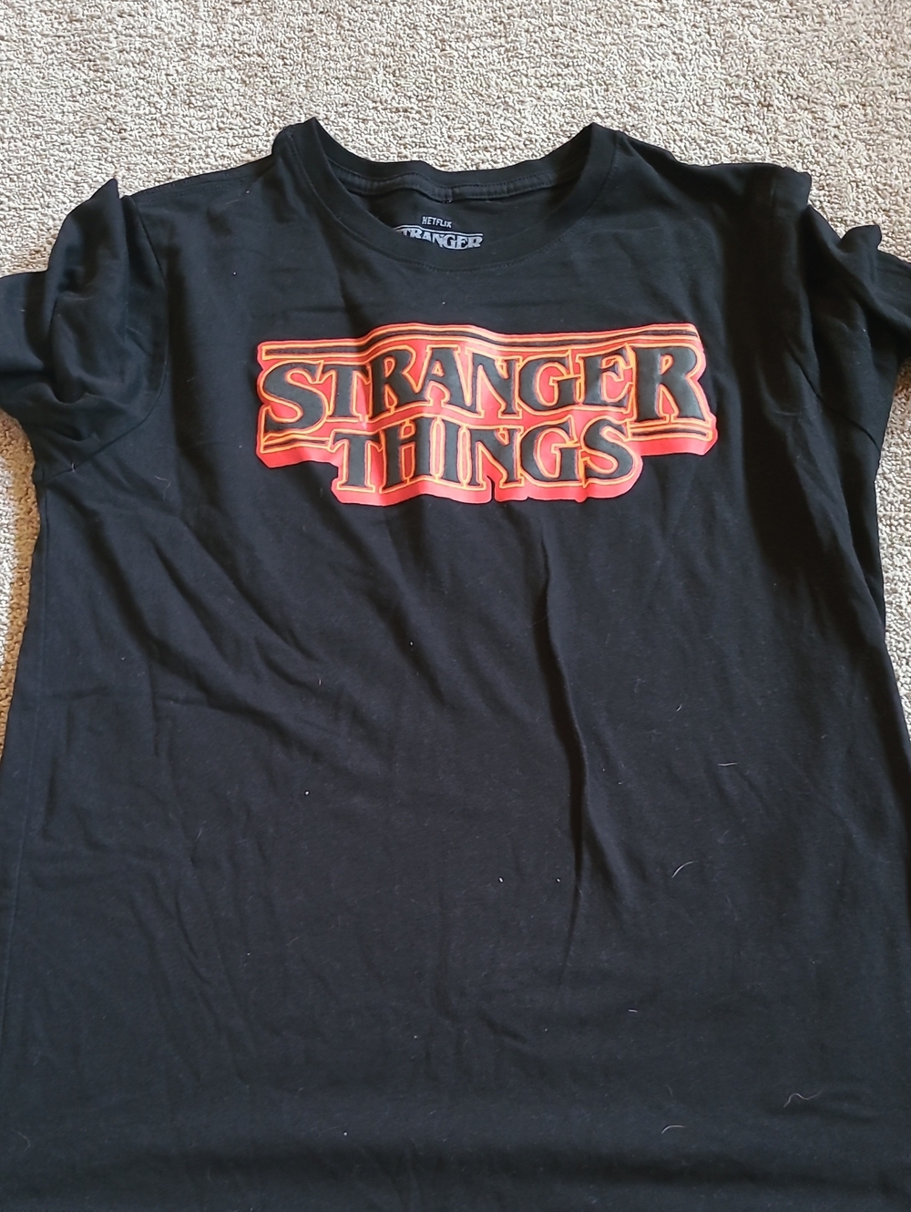 Netflix Stranger Things Black Tee with Red Logo